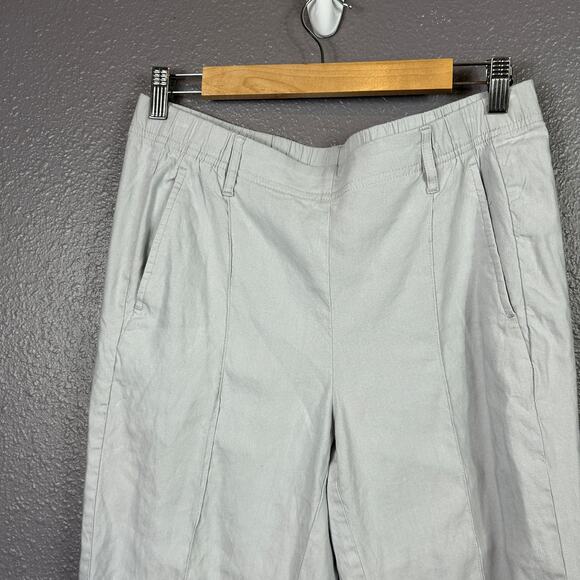 J. Jill Linen Stretch Pants Size Medium Pull On Gray Elastic Waist Straight Leg - Picture 3 of 7